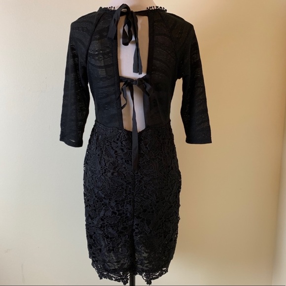 Anthropologie Esley Black Crochet LS Dress - Picture 2 of 7